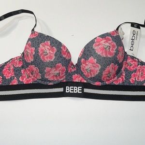 Bebe Logo Push Up Cotton Underwire Padded Bra. NWT